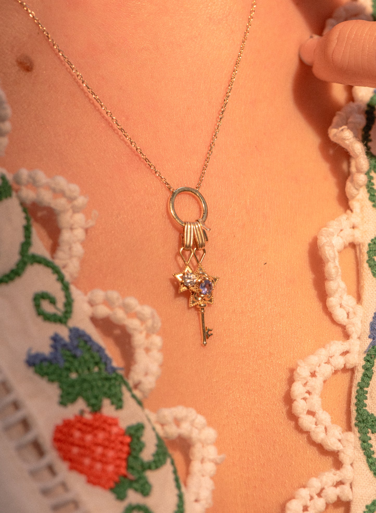 14K Gold Charm Keeper Chain