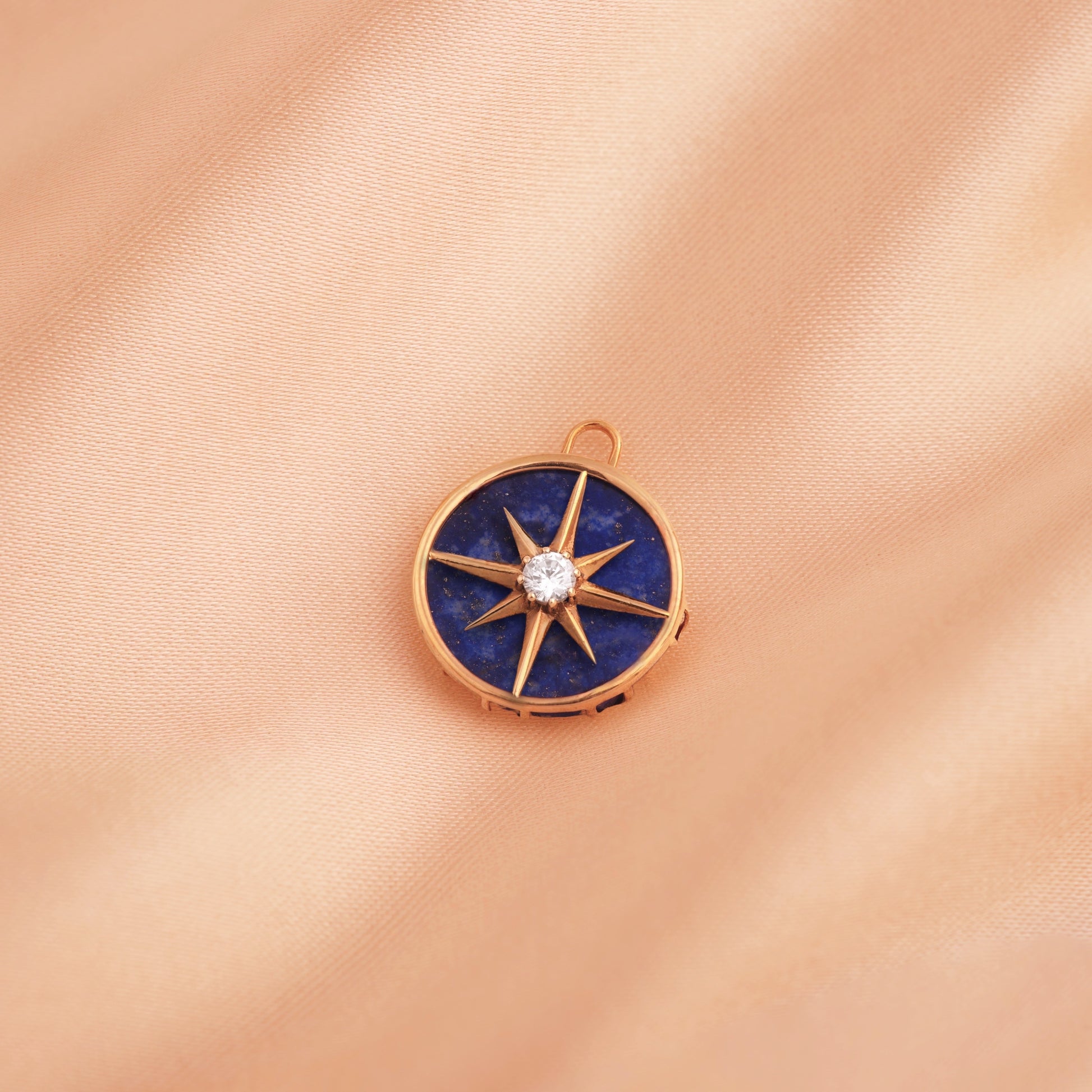 Lapis Star Compass Charm