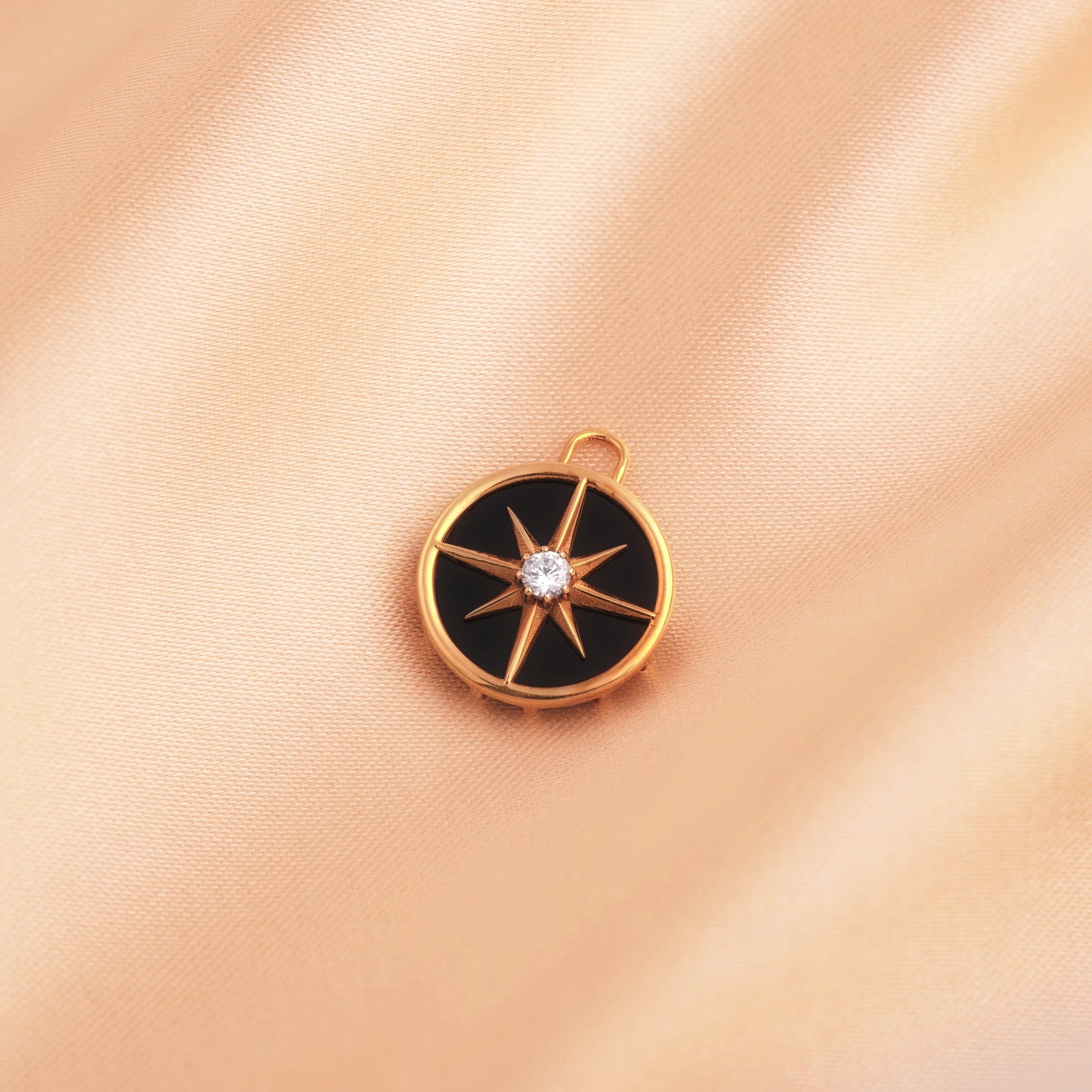 Onyx Star Compass Charm