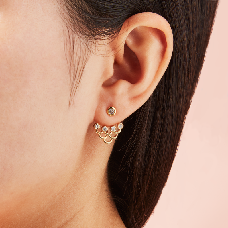 Photo of Lorelei diamond earring jacket on ear