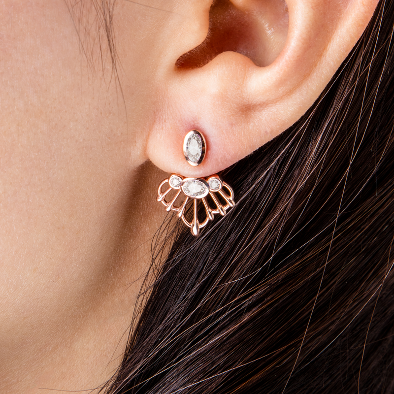 Photo of Sedna diamond earring jacket on ear